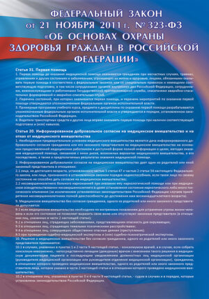 Стенд “Федеральный закон об основах охраны здоровья граждан в РФ”